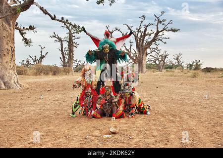 Faux lions, national dance of masks in Senegal, West Africa Stock Photo