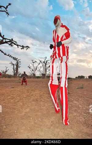 Faux lions, national dance of masks in Senegal, West Africa Stock Photo