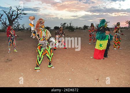 Faux lions, national dance of masks in Senegal, West Africa Stock Photo