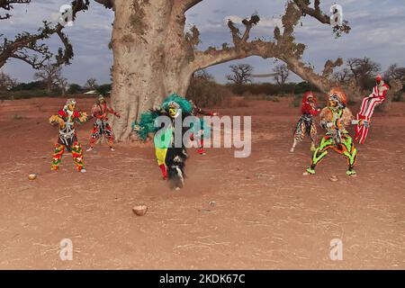 Faux lions, national dance of masks in Senegal, West Africa Stock Photo