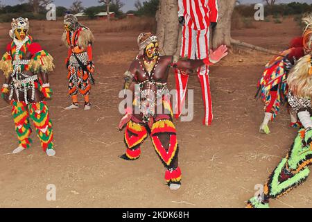 Faux lions, national dance of masks in Senegal, West Africa Stock Photo