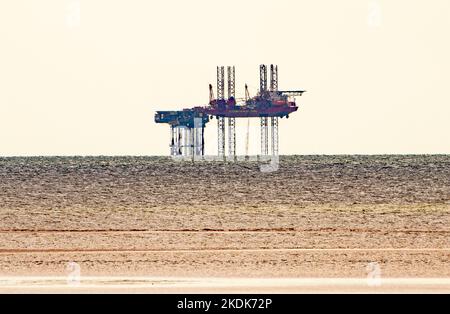 Irish Sea Pioneer jack-up support platform in Liverpool Bay, Irish Sea ...