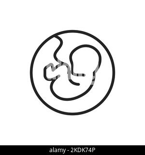 Pregnancy stage embryo in uterus color line icon. Outline pictogram for web page. Stock Vector