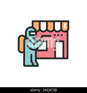 Store disinfection color line icon. Isolated vector element. Stock Vector