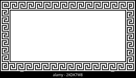 Greek ornament frame. Meander rectangle pattern. Ancient Greek fret border. Geometric meandros motif. Vector Stock Vector