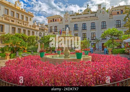 Plaza de las Flores in the old town area of Estepona on the Costa del Sol part of Malaga Province of Andalucia, Spain.