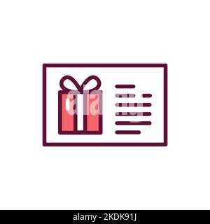 Gift certificate line icon. Isolated vector element. Stock Vector
