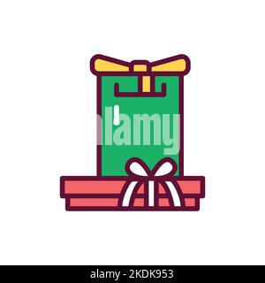 Gift wrapping line icon. Isolated vector element. Stock Vector