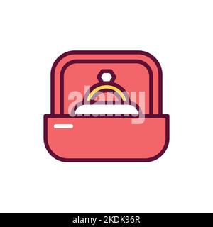 Proposal in marriage line icon. Isolated vector element. Stock Vector