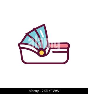 Baby automobile seat color line icon. Isolated vector element. Stock Vector