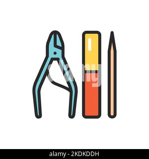 Manicure and pedicure instruments color line icon. Isolated vector element. Stock Vector