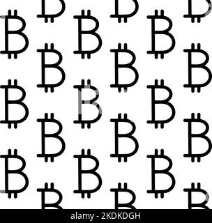 Vector seamless pattern of hand drawn flat bitcoin sign isolated on white background Stock Vector
