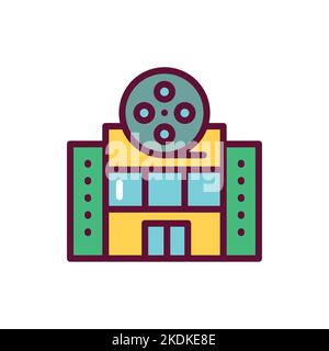 Cinema hall color line icon. Isolated vector element. Stock Vector