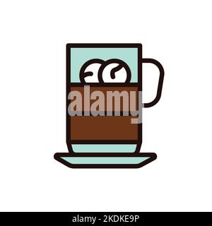 Iced coffee color line icon. Isolated vector element. Stock Vector