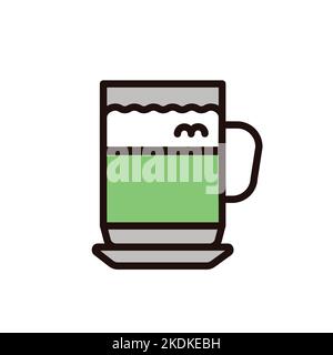 Matcha color line icon. Isolated vector element. Stock Vector