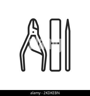 Manicure and pedicure instruments color line icon. Isolated vector element. Stock Vector