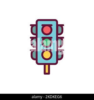 Traffic lights color line icon. Isolated vector element. Stock Vector