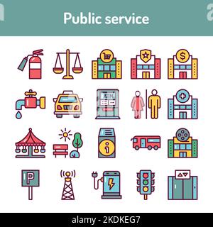 Funeral services color line icons set. Isolated vector element. Stock Vector