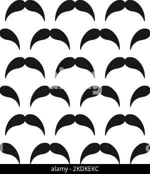 Vector seamless pattern of flat mustache isolated on white background Stock Vector