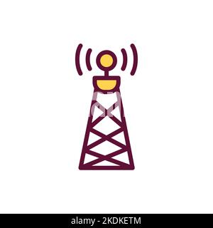 Satellite tower sign color line icon. Isolated vector element. Stock Vector