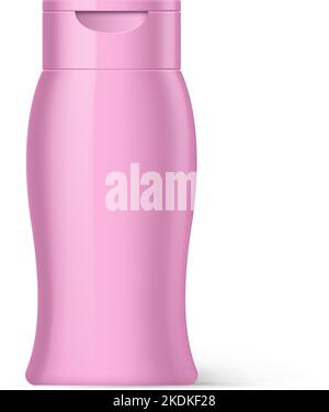 Pink Bottle Shampoo Packaging Isolated on White Background Stock Vector