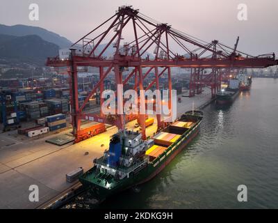 LIANYUNGANG, CHINA - NOVEMBER 7, 2022 - Aerial photo shows large ...