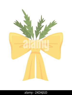 Large yellow ribbon bow semi flat color vector object Stock Vector