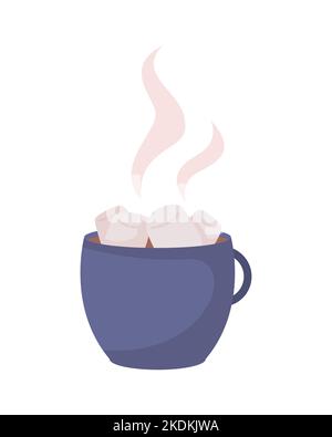 Hot cocoa with marshmallows semi flat color vector object Stock Vector