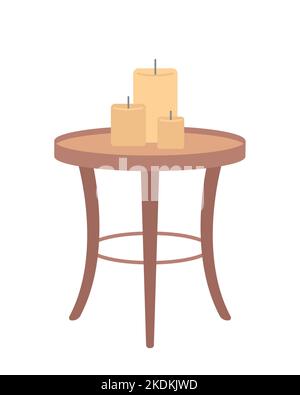Elegant table with candles semi flat color vector object Stock Vector