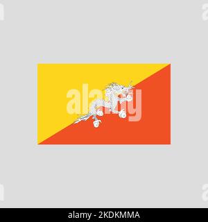 Flag of Bhutan color line element. Vector element for web page Stock Vector