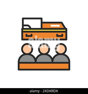 Funeral color line icon. Isolated vector element. Stock Vector