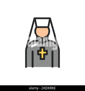 Priest color line icon. Isolated vector element. Stock Vector