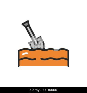 Digging a grave color line icon. Isolated vector element. Stock Vector