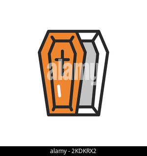 Coffin color line icon. Isolated vector element. Stock Vector