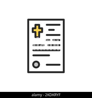 Death certificate color line icon. Isolated vector element. Stock Vector