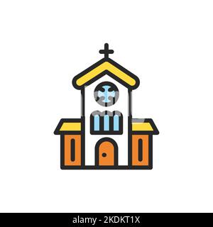 Church color line icon. Isolated vector element. Stock Vector