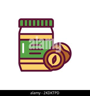 Hazelnut paste color line icon. Isolated vector element. Stock Vector