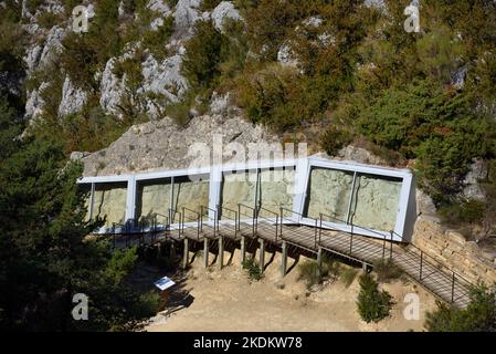Protected Site of Fossilised rib cage and bones of prehistoric sirenia, or sea cows, ancestors of dugong and manatees in Siren Valley Provence France Stock Photo
