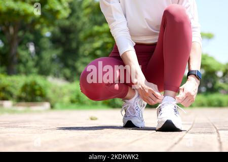 Young Japanese training downtown Stock Photo