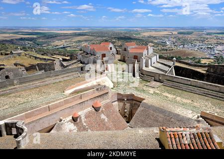 18th Century Fort Conde de Lippe or Our Lady of Grace Fort, view over the fortifications and the surrounding countryside, Elvas, Alentejo, Portugal Stock Photo