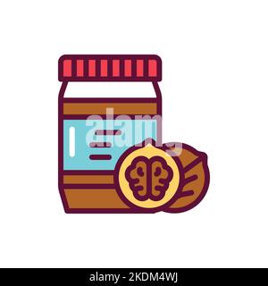 Walnut paste color line icon. Isolated vector element. Stock Vector