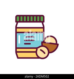 Macadamia paste color line icon. Isolated vector element. Stock Vector