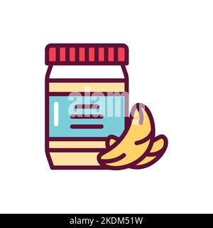 Cashew paste color line icon. Isolated vector element. Stock Vector