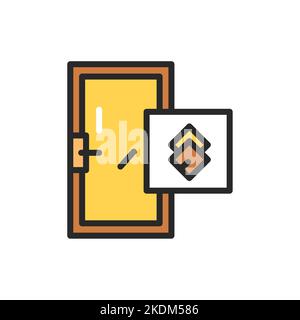 Front view closed door color line icon. Isolated vector element. Stock Vector