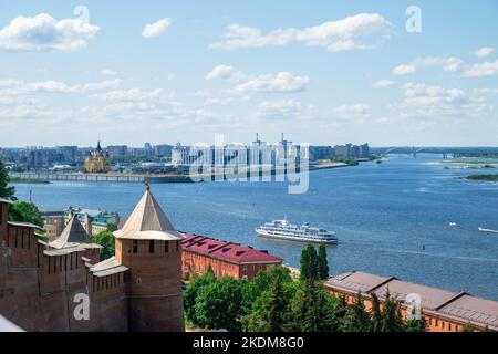 Confluence of Volga and Oka rivers from territory of Nizhny Novgorod Kremlin Stock Photo