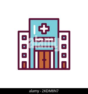 Building color line icon. Isolated vector element. Stock Vector