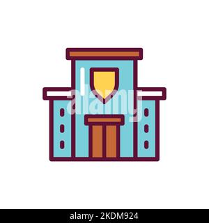 Building police color line icon. Isolated vector element. Stock Vector