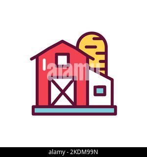 Country barn color line icon. Isolated vector element. Stock Vector
