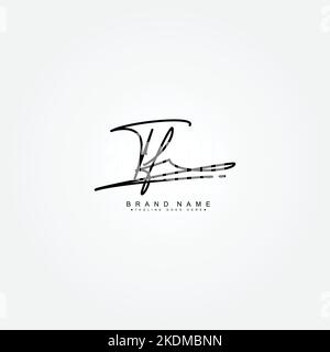 Handwritten Signature logo for Initial Letter TF - Vector Logo Template for Alphabet T and F Stock Vector