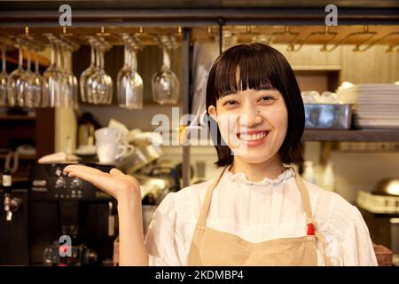 Japanese restaurant staff working Stock Photo